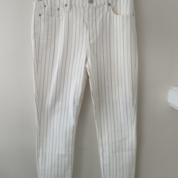 Citizens of humanity racket crop in cream straight highrise skinny jeans size 32 - Picture 2 of 10